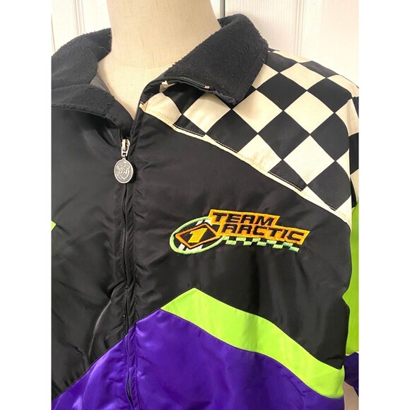 VTG 90s Arctic Cat Wear Jacket Snowmobile Racing Coat Mens XL USA Made Neons - Picture 4 of 16